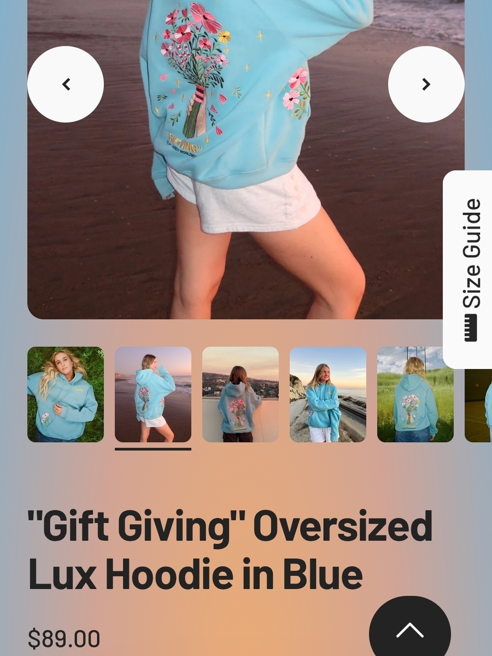 Light Blue Floral Pocket Hoodie - Picture 5 of 6